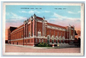 c1940s Auditorium Exterior View The Steel City Gary Indiana IN Unposted Postcard