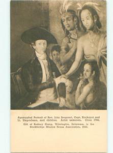 Pre-Linen NATIVE AMERICAN INDIANS WITH REVEREND JOHN SERGEANT AC4450