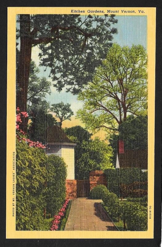 Kitchen Gardens Mt Vernon VA unused c1950