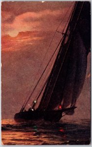 1909 Ship Sailing On Sunset Posted Postcard