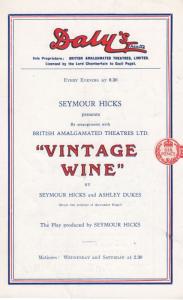 Vintage Wine Seymour Hicks Dalys Old Theatre London Programme