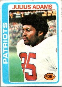 1978 Topps Football Card Julius Adams New England Patriots sk7370