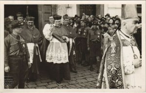 PC SCOUTING, SCOUTS AND PRIESTS, Vintage REAL PHOTO Postcard (b28588)