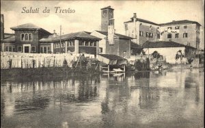 Saluti da Treviso Italy Waterfront c1910 Vintage Postcard