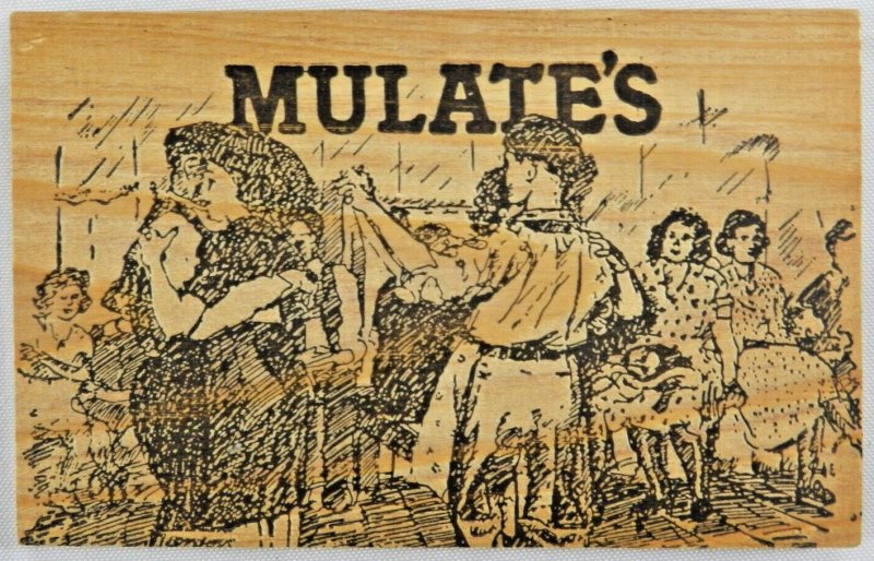 Mulate's Men and Women Dancing Together on Dance Floor - Antique Wooden Postcard