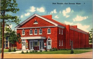 Vtg Fort Devens Massachusetts MA Post Theatre 1940s Unused Linen Postcard