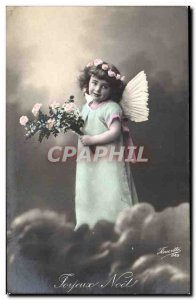 Old Postcard Fantasy Wishes Joteaux angel Christmas angel