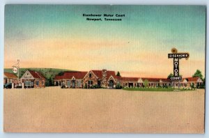 Newport Tennessee Postcard Eisenhower Motor Court Exterior Roadside c1940's