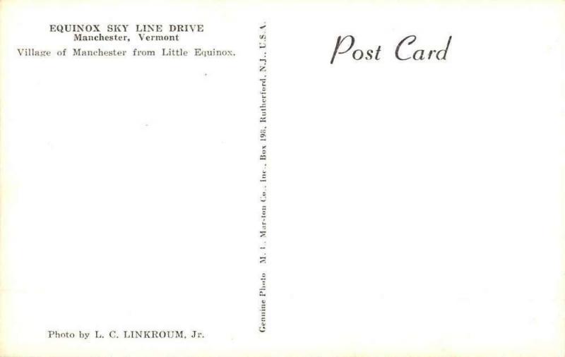 Manchester Vermont Equinox Sky Line Drive Antique Postcard K65008