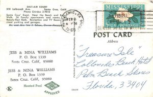 SALT-AIR COURT Roadside SANTA CRUZ California 1968 Chrome Rare Vintage Postcard