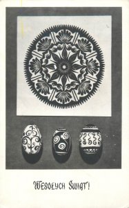 Polish Easter eggs patterns postcard c.1969