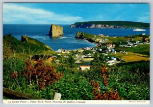 Birdseye View, Perce Rock, Bonaventure Island, Quebec, 1972 Chrome Postcard