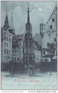 Germany Nuernberg Gruss Aus Schoener Brunnen 1898