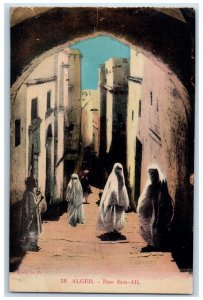 1932 Scene of People Walking in Ben Ali Street Algiers Algeria Postcard 