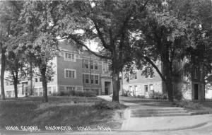 Anamosa Iowa~High School Building~Lawn Shaded by Trees~1940s RPPC 