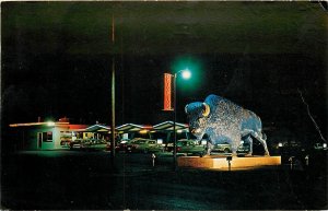 Postcard 1972 South Dakota Aberdeen Night Blue Buffalo Drive Inn SD24-2893