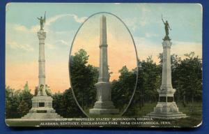 3 Southern States Confederate Monuments Chattanooga Tennessee postcard