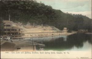 Chester WV Rock Spring Park Lake & Bathing Pavilion c1905 Postcard