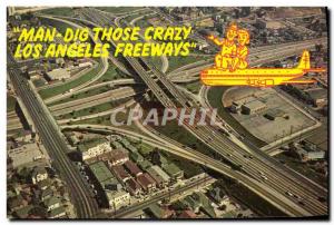 Postcard Modern Jet Aviation Los Angeles Freeway system Los Angeles California