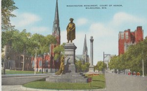 Washington Monument Court of Honor, Milwaukee, WI Linen Postcard