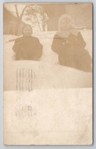 RPPC Children In Snow St Paul Minnesota Carlson Family Minneapolis Postcard A50