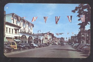 STROUDSBURG PENNSYLVANIA PA. DOWNTOWN STREET OLD CARS WOODY WAGON POSTCARD