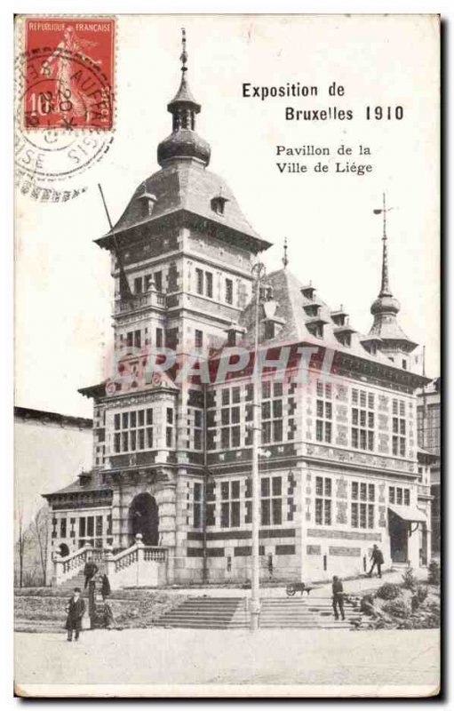 Old Postcard Brussels 1910 exhibition Pavilion of the city of Liege