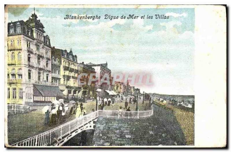 Postcard Old Blankenberghe Dyke and Sea Villas