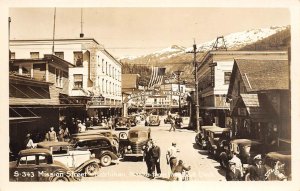 RPPC Mission Street Scene KETCHIKAN Alaska Old Cars ca 1930s Vintage Postcard