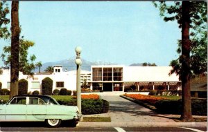 San Bernardino, CA California HALL OF JUSTICE & 50's Car VINTAGE Chrome Postcard