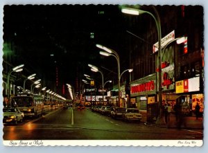 1960 Chicago Illinois Postcard State Street Night Great Myriad Lights Store Shop