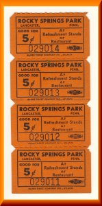 4 Rocky Springs Amusement Park Tickets, Lancaster, Pennsylvania/PA/Penn