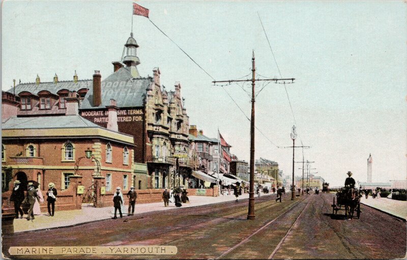 Marine Parade Yarmouth England Goodes Hotel c1908 Postcard G22