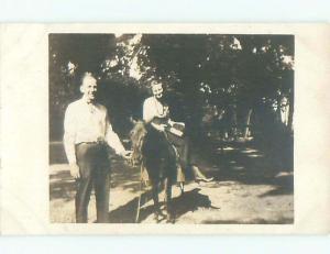 Pre-1930 rppc WOMAN RIDING SIDE SADDLE ON PONY HORSE o2037