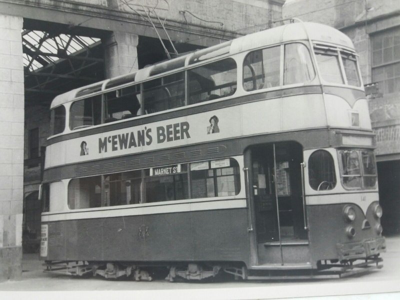 Original Vintage Tram Photo Aberdeen Tram no 141 Market St Mcewans Beer Ad