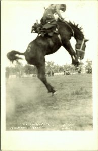 RPPC Jay Hodping on Spook Miles City Montana Real Photo Postcard backward words