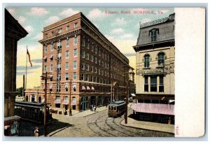 c1920s Atlantic Hotel Street Scene Norfolk Virginia VA Unposted Vintage Postcard