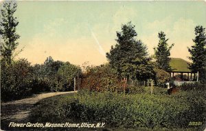 Utica New York 1913 Postcard Flower Garden Masonic Home