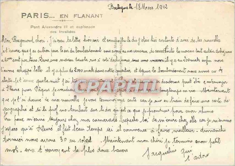 Modern Postcard Paris Strolling Alexandre III Bridge and Esplanade invalid