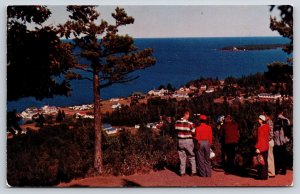 Copper Harbor Michigan~People On Brockway Mountain Drive City Overlook~1950s PC
