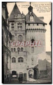 Old Postcard Loches I and L saw the town hall facade