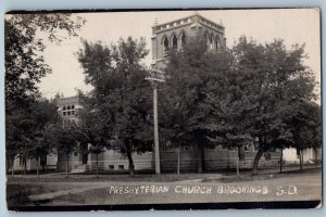 Brookings South Dakota SD Postcard RPPC Photo Presbyterian Church 1911 Antique