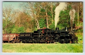 Railroad Postcard Train Locomotive No 6 West Maryland Shay Railway Chrome Unused