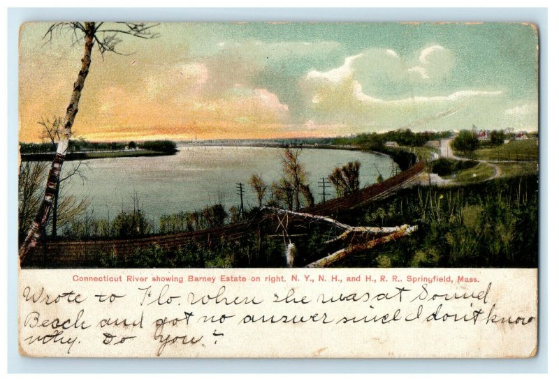 1906 Connecticut River Showing Barney Estate, Springfield MA Posted Postcard 