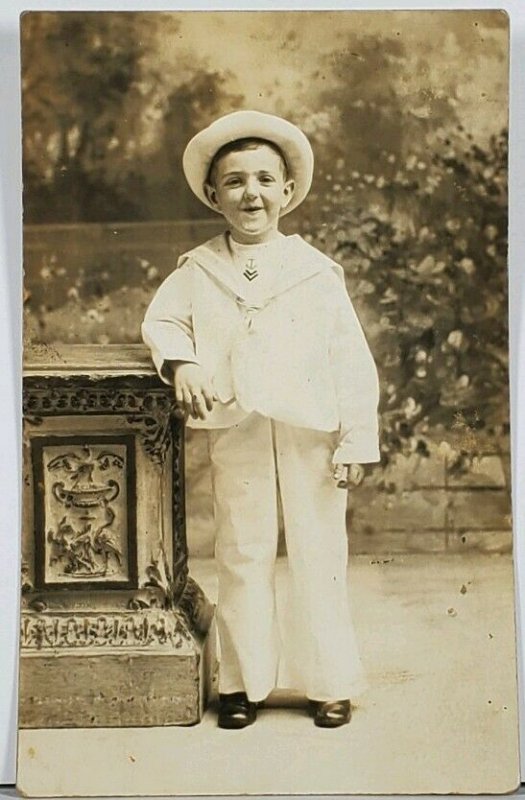 RPPC The Cutest Sailor Boy! Wash DC Studio  Hagerstown Md Family Est Postcard K2