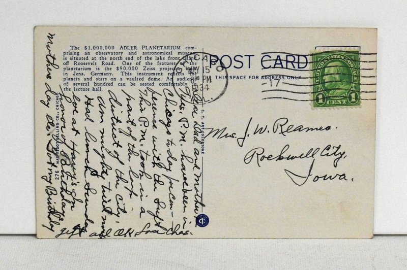 The Adler Planetarium, Grant Park, Chicago - Postcard