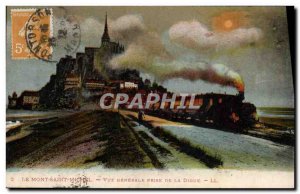 Old Postcard Mont Saint Michel General View from the dam Train