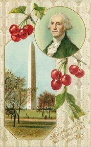 Artist impression Washington Cherries President 1909 Patriotic Postcard 21-1148