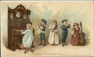 Brattleboro VT Estey Organs Children Play Music Factory on Back TRADE CARD