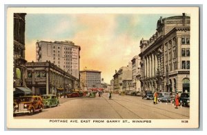 Portage Ave. East From Garry St. Winnipeg Canada Vintage Standard View Postcard 